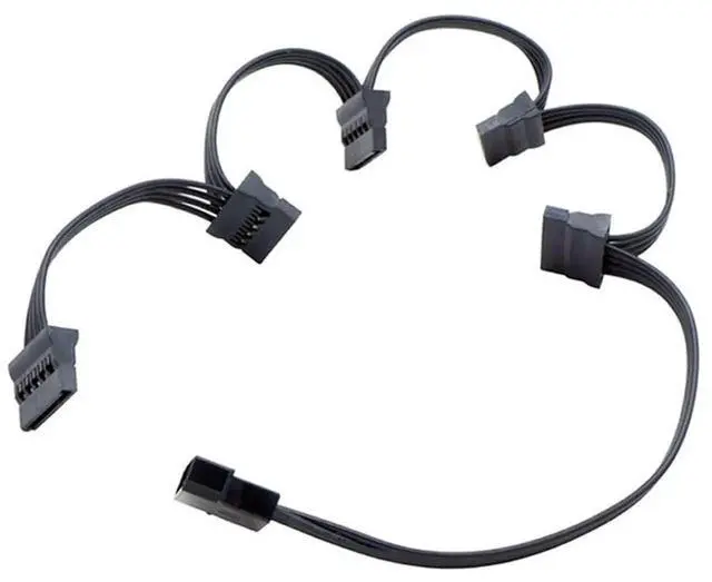 Alt view image 2 of 6 - 26 Inch 66cm 4Pin Molex Male to 5 Port 15Pin SATA Female 1 to 5 Power Splitter Cable for HDD SSD Hard Drive