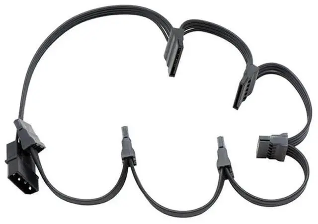 Alt view image 3 of 6 - 30 Inch 70cm 4Pin Molex Male to 6 Ports 15Pin SATA Female 1 to 6 Power Splitter Cable for HDD SSD