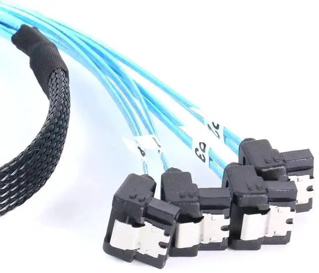 Alt view image 2 of 7 - 4 Pack 1M 3.3FT Thin SATA III 6Gbps 90 Degree Right Angle to Straight Data Cable for Server RAID SSD HDD Optical Drive