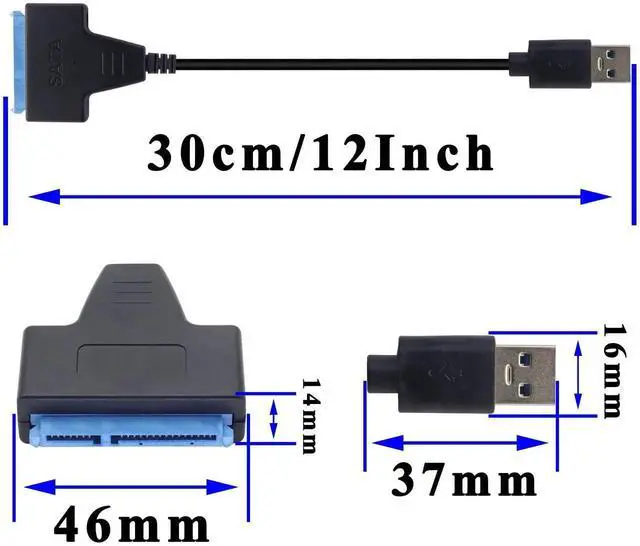 Alt view image 5 of 7 - 20cm Black USB 3.0 to 2.5 Inch SATA III Hard Drive Adapter Cable Support UASP for SSD HDD External Data Transfer