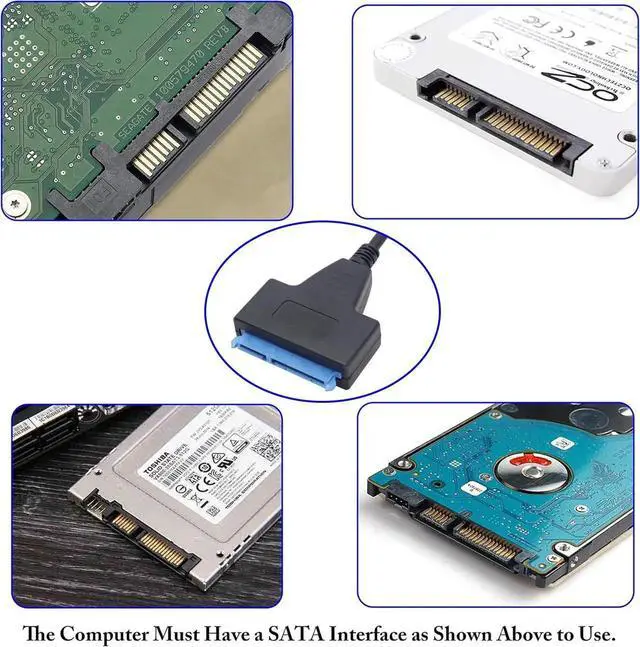 Alt view image 6 of 7 - 20cm Black USB 3.0 to 2.5 Inch SATA III Hard Drive Adapter Cable Support UASP for SSD HDD External Data Transfer