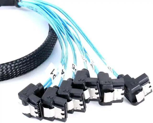 Alt view image 3 of 7 - 6 Pack 0.5M 1.6FT Slim SATA III 6Gbps 90 Degree Right Angle to Straight Data Cable for Server RAID SSD HDD Optical Drive