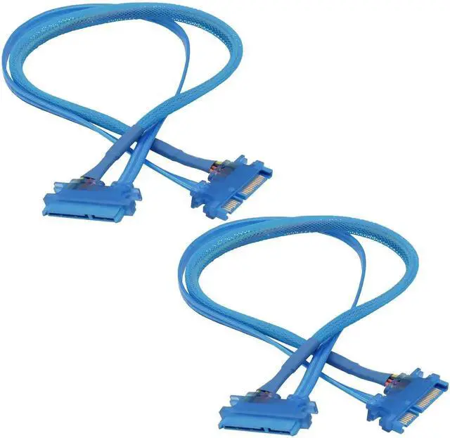 Main image of 2 Pack 50cm 22Pin SATA 3.0 Male to Female Combo Extension Cable 7+15Pin Data Power Integrated Cord for SSD HDD PCI Devices