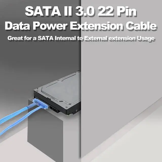 Alt view image 4 of 7 - 2 Pack 50cm 22Pin SATA 3.0 Male to Female Combo Extension Cable 7+15Pin Data Power Integrated Cord for SSD HDD PCI Devices
