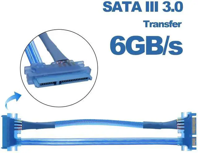 Alt view image 5 of 7 - 2 Pack 50cm 22Pin SATA 3.0 Male to Female Combo Extension Cable 7+15Pin Data Power Integrated Cord for SSD HDD PCI Devices