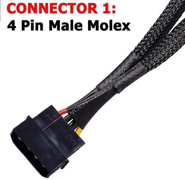 Alt view image 3 of 4 - 2 Pack 8 Inch Braided 4Pin IDE Molex Male to Dual 15Pin SATA Female Power Splitter Cable for HDD SSD