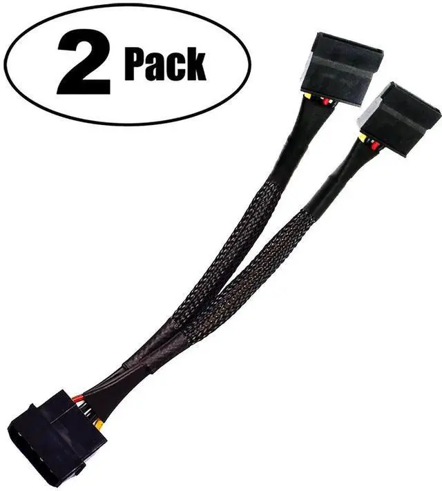 Alt view image 2 of 4 - 2 Pack 8 Inch Braided 4Pin IDE Molex Male to Dual 15Pin SATA Female Power Splitter Cable for HDD SSD