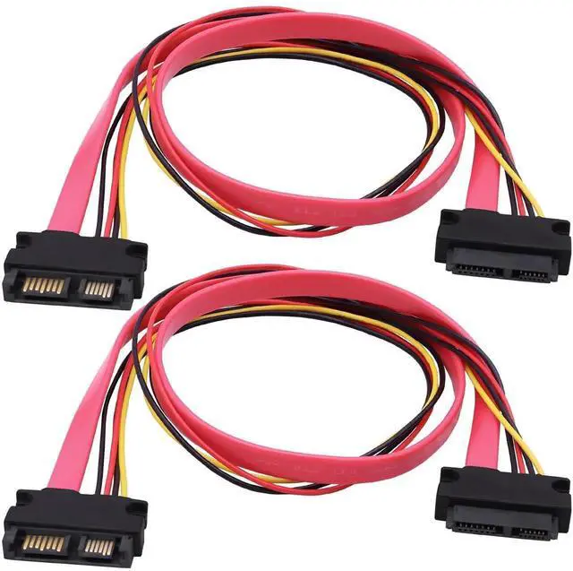 Main image of 2 Pack 50cm 13Pin Slimline SATA Male to Female Extension Cable 7+6 Pin Laptop Optical Drive Data Power Combo Cable