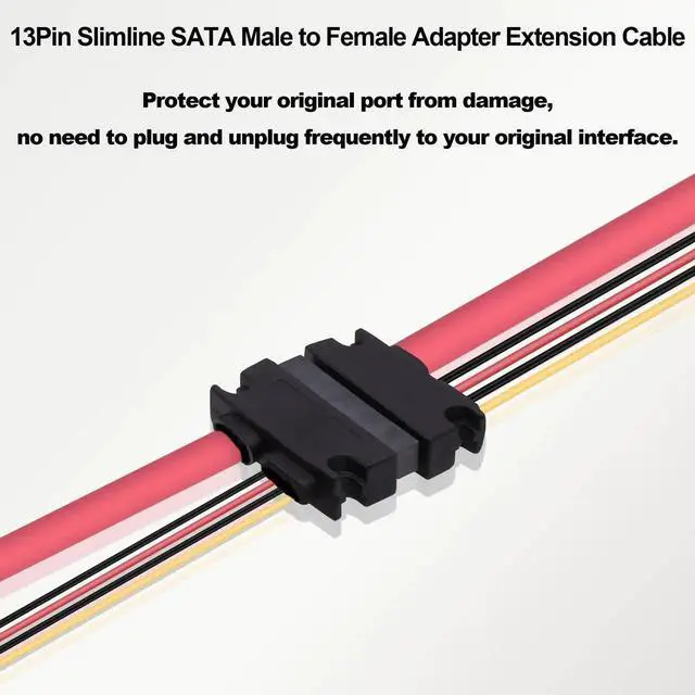 Alt view image 7 of 7 - 2 Pack 50cm 13Pin Slimline SATA Male to Female Extension Cable 7+6 Pin Laptop Optical Drive Data Power Combo Cable