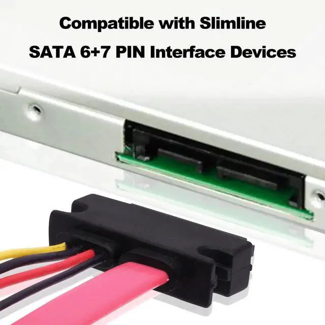 Alt view image 4 of 7 - 2 Pack 50cm 13Pin Slimline SATA Male to Female Extension Cable 7+6 Pin Laptop Optical Drive Data Power Combo Cable