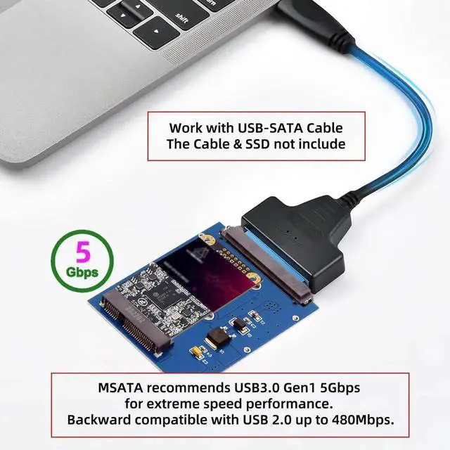 Alt view image 6 of 7 - 50Pin mSATA 3050 SSD to 2.5 Inch SATA 3.0 22Pin Adapter Board 6Gbps PCBA Converter Card
