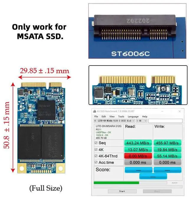 Alt view image 5 of 7 - 50Pin mSATA 3050 SSD to 2.5 Inch SATA 3.0 22Pin Adapter Board 6Gbps PCBA Converter Card