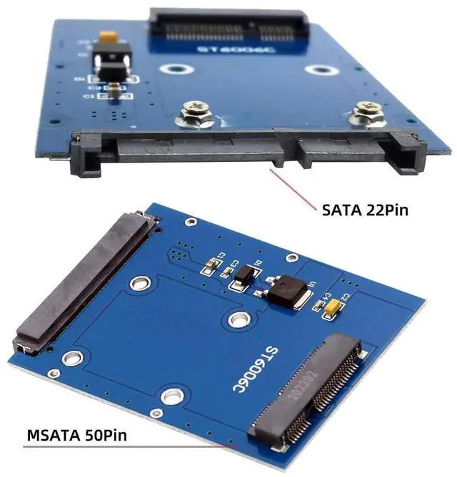 Alt view image 3 of 7 - 50Pin mSATA 3050 SSD to 2.5 Inch SATA 3.0 22Pin Adapter Board 6Gbps PCBA Converter Card