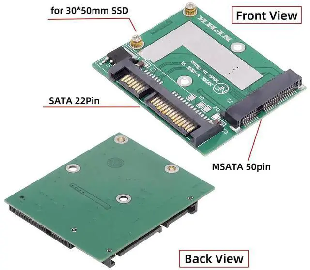 Alt view image 6 of 7 - Low Profile 50Pin mSATA 3050 SSD to 2.5 Inch SATA 3.0 22Pin Adapter Card 6Gbps Thin PCBA Converter