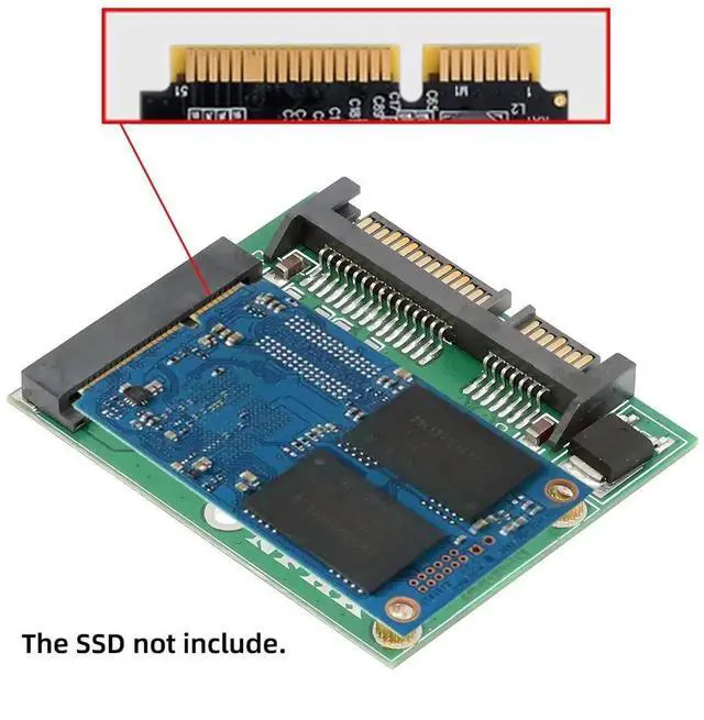 Alt view image 5 of 7 - Low Profile 50Pin mSATA 3050 SSD to 2.5 Inch SATA 3.0 22Pin Adapter Card 6Gbps Thin PCBA Converter