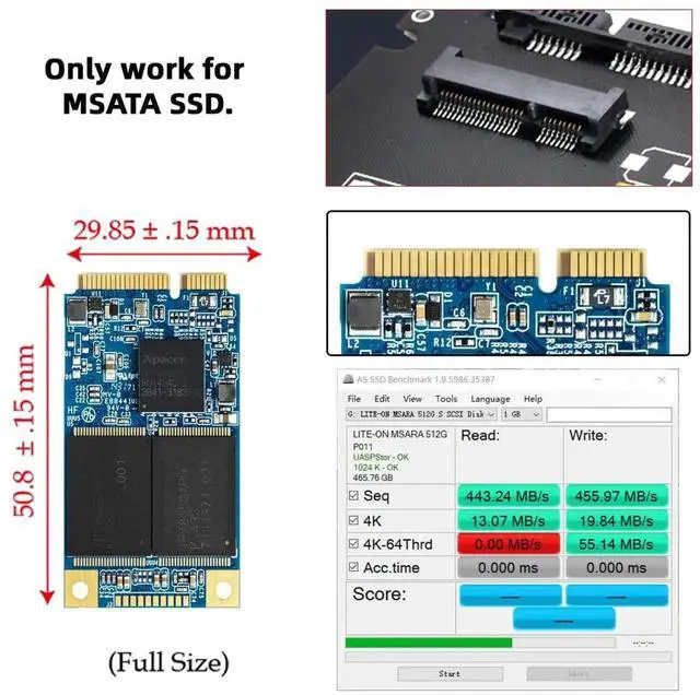Alt view image 5 of 7 - 50Pin 3050 mSATA SSD Enclosure Case with 2.5 Inch SATA 3.0 22Pin Adapter Board 6Gbps Converter PCBA