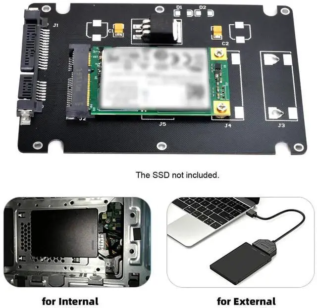 Alt view image 4 of 7 - 50Pin 3050 mSATA SSD Enclosure Case with 2.5 Inch SATA 3.0 22Pin Adapter Board 6Gbps Converter PCBA