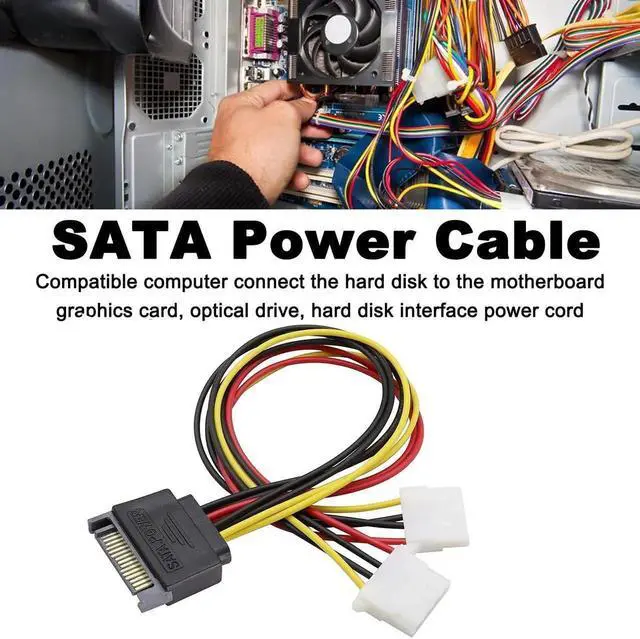 Alt view image 6 of 7 - 2 Pack 15Pin SATA Male to Dual 4Pin Molex IDE Female Y-Splitter Power Cable 7.87 Inch Hard Drive Power Extension Cord