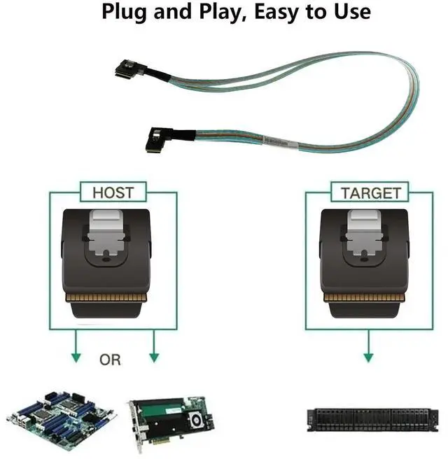 Alt view image 4 of 7 - 50cm 26 Inch 12Gbps SAS 3.0 Left Angle SFF-8087 Mini SAS Cable RAID Controller to Server Backplane Cord