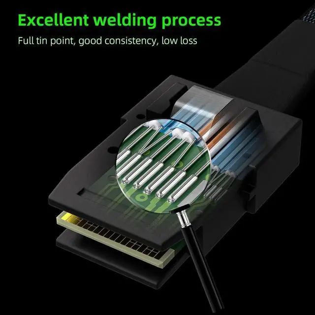 Alt view image 2 of 7 - 50cm 26 Inch 12Gbps SAS 3.0 Left Angle SFF-8087 Mini SAS Cable RAID Controller to Server Backplane Cord