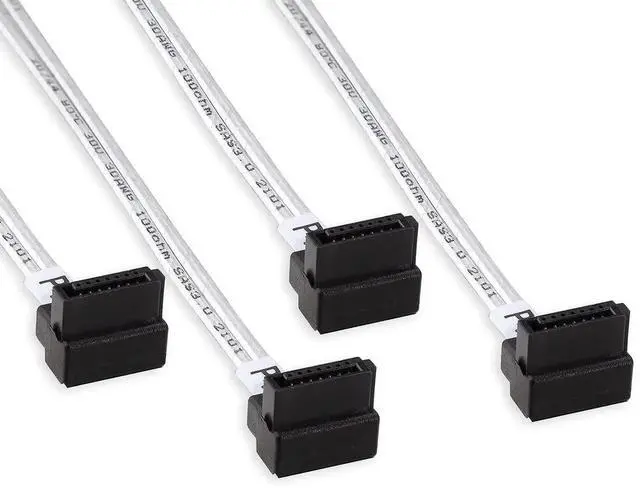 Alt view image 3 of 4 - 0.5M 1.64ft SFF-8643 Mini SAS HD to 4 Right Angle SATA Breakout Cable with Sideband 12Gbps Server Internal Cable