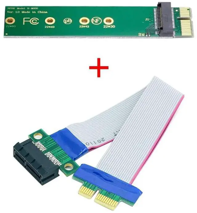 Alt view image 5 of 7 - NGFF M-Key NVMe AHCI SSD to PCI-E 3.0 X1 Vertical Riser Adapter Cable Male to Female Extension Card
