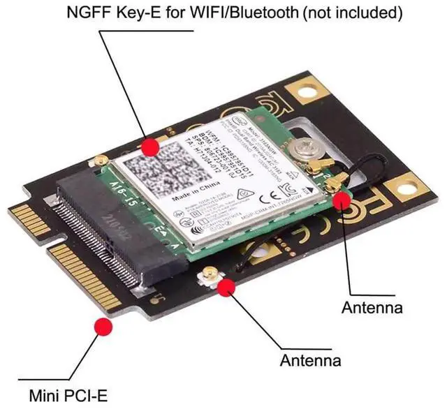 Alt view image 7 of 7 - M.2 NGFF Key A to Mini PCIe Converter Adapter Compatible with 9260 8265 7260 AC WiFi Card
