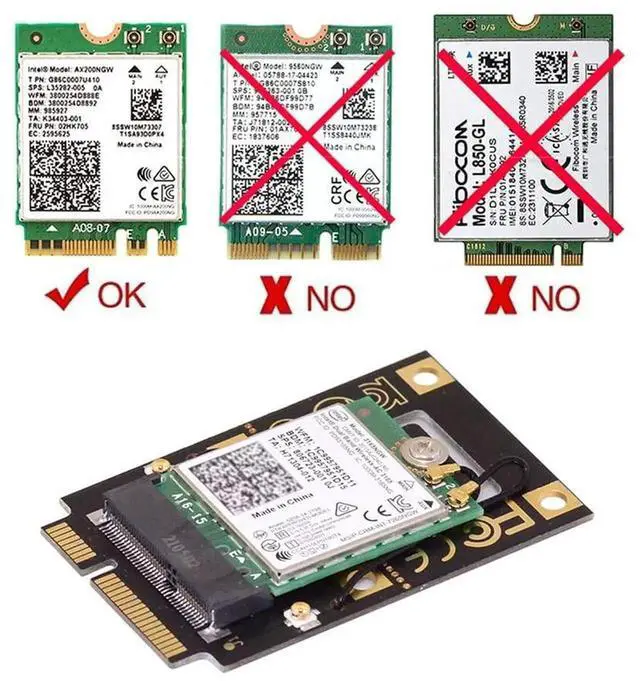 Alt view image 2 of 7 - M.2 NGFF Key A to Mini PCIe Converter Adapter Compatible with 9260 8265 7260 AC WiFi Card