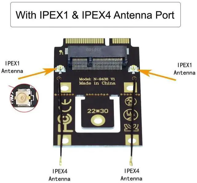 Alt view image 6 of 7 - M.2 NGFF Key A to Mini PCIe Converter Adapter Compatible with 9260 8265 7260 AC WiFi Card
