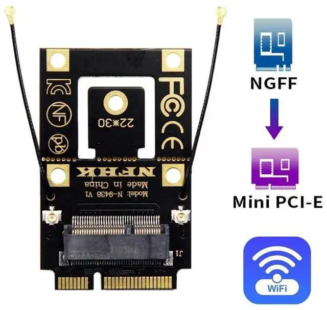 Alt view image 4 of 7 - M.2 NGFF Key A to Mini PCIe Converter Adapter Compatible with 9260 8265 7260 AC WiFi Card