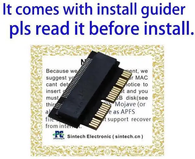 Alt view image 3 of 5 - M.2 NGFF M-Key NVMe SSD Adapter Card for MacBook Air 2013-2016 & MacBook Pro Late 2013-2015 Storage Upgrade