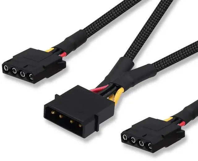 Alt view image 7 of 7 - 2PCS 20cm Molex 4Pin LP4 IDE Power Y Splitter Cable 1 Male to 2 Female D-Type Power Extension Cord for PC HDD Cooling Fan