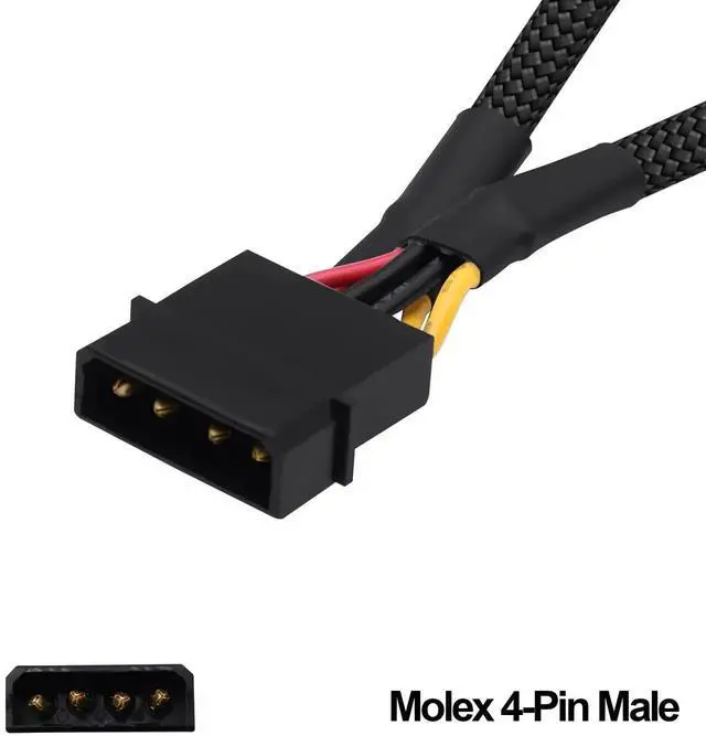 Alt view image 2 of 7 - 2PCS 20cm Molex 4Pin LP4 IDE Power Y Splitter Cable 1 Male to 2 Female D-Type Power Extension Cord for PC HDD Cooling Fan