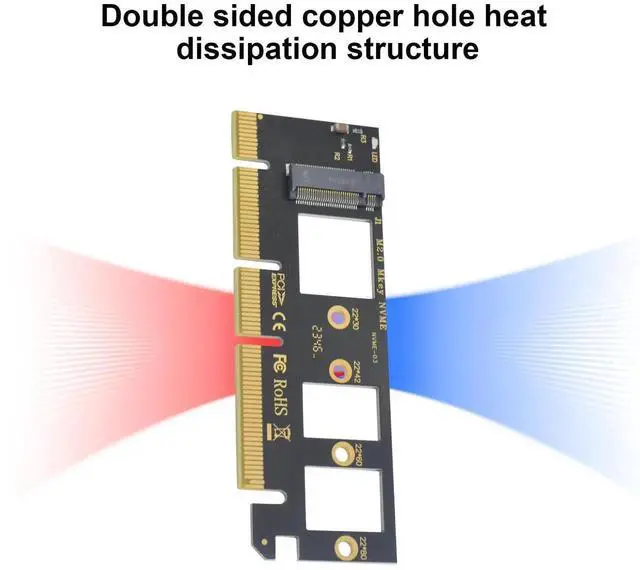 Alt view image 4 of 7 - M.2 NVMe to PCIe 4.0 X16 Adapter Card High Speed M.2 NVMe SSD Expansion Card Support 2230 2242 2260 2280 SSD