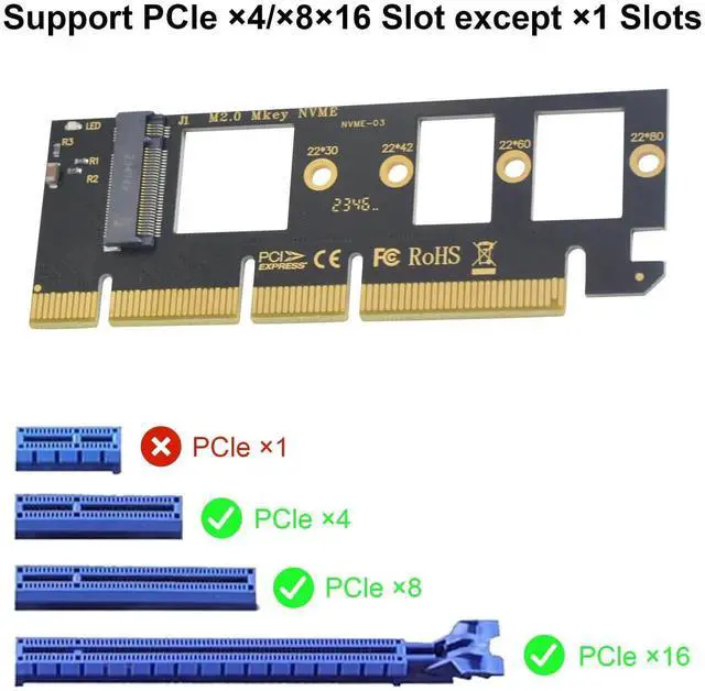 Alt view image 5 of 7 - M.2 NVMe to PCIe 4.0 X16 Adapter Card High Speed M.2 NVMe SSD Expansion Card Support 2230 2242 2260 2280 SSD