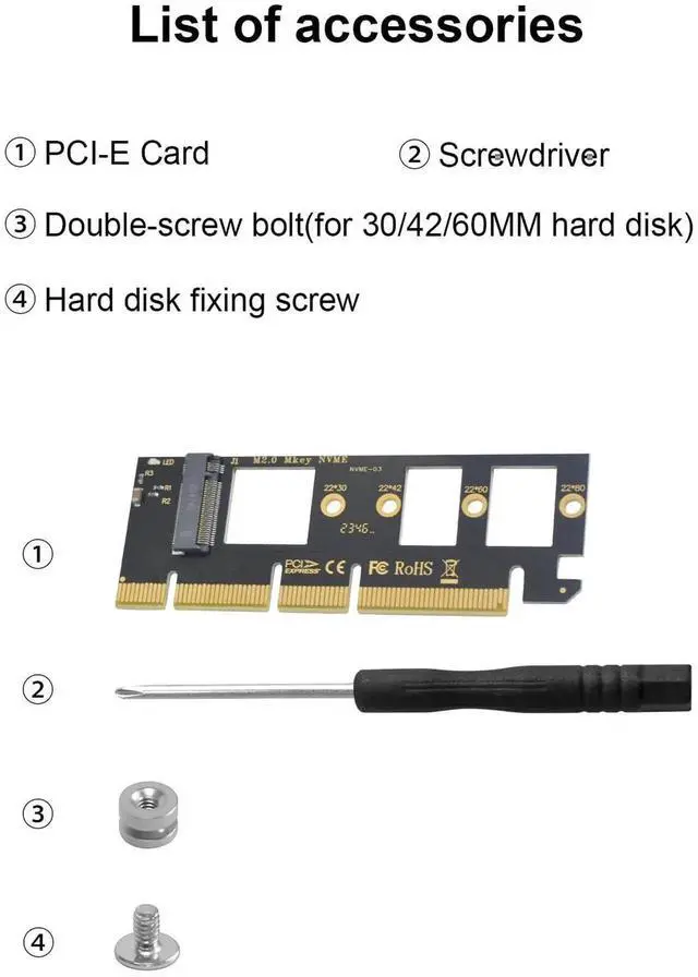 Alt view image 7 of 7 - M.2 NVMe to PCIe 4.0 X16 Adapter Card High Speed M.2 NVMe SSD Expansion Card Support 2230 2242 2260 2280 SSD