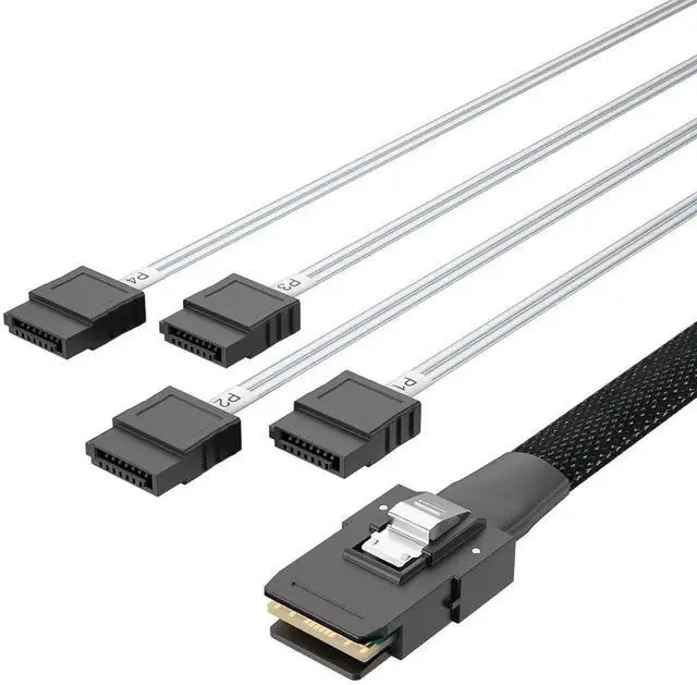 Main image of 1m Mini SAS SFF-8087 to 4 SATA Forward Breakout Cable 6Gbps Server RAID HBA Storage Connection Cord