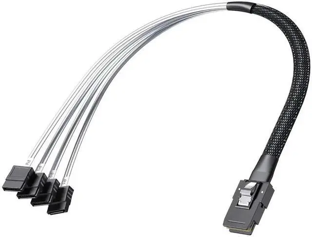 Alt view image 3 of 6 - 1m Mini SAS SFF-8087 to 4 SATA Forward Breakout Cable 6Gbps Server RAID HBA Storage Connection Cord
