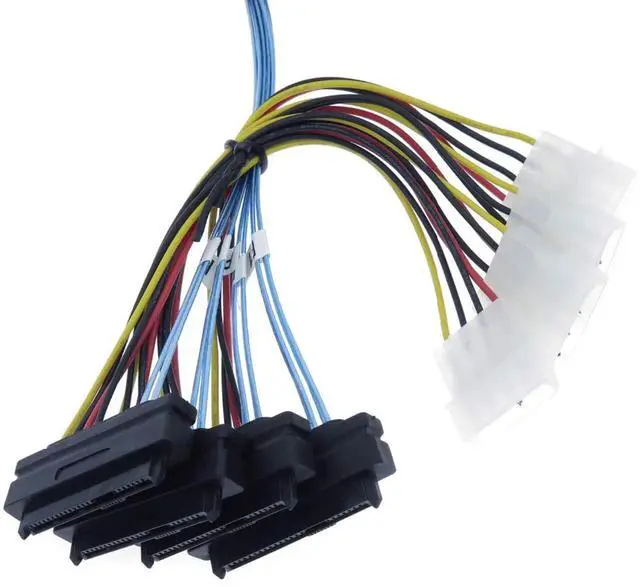 Alt view image 2 of 4 - 3.3FT Mini SAS SFF-8087 to SFF-8482 Breakout Cable with 4 Molex Power Ports Server RAID HDD Connection Cord