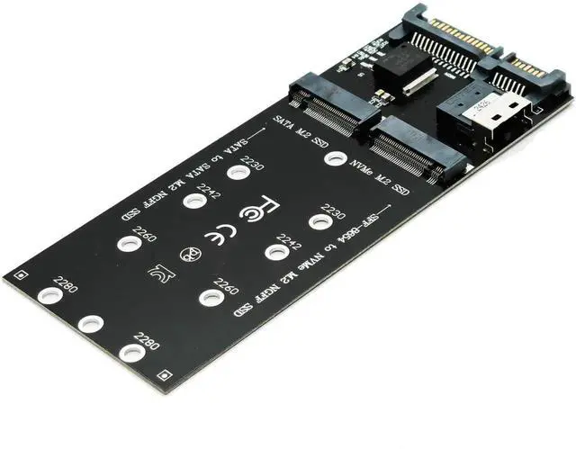 Main image of Combo M.2 NVMe SSD to SFF-8654 Slimline SAS PCIe Adapter Card NGFF to SATA Converter Board