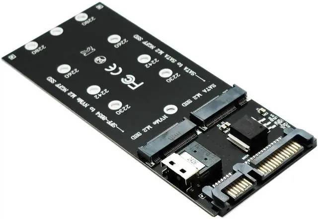 Alt view image 2 of 5 - Combo M.2 NVMe SSD to SFF-8654 Slimline SAS PCIe Adapter Card NGFF to SATA Converter Board