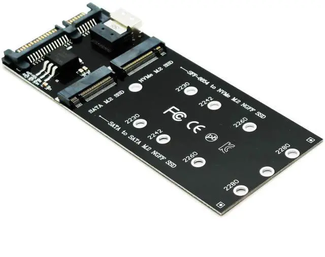 Alt view image 4 of 5 - Combo M.2 NVMe SSD to SFF-8654 Slimline SAS PCIe Adapter Card NGFF to SATA Converter Board