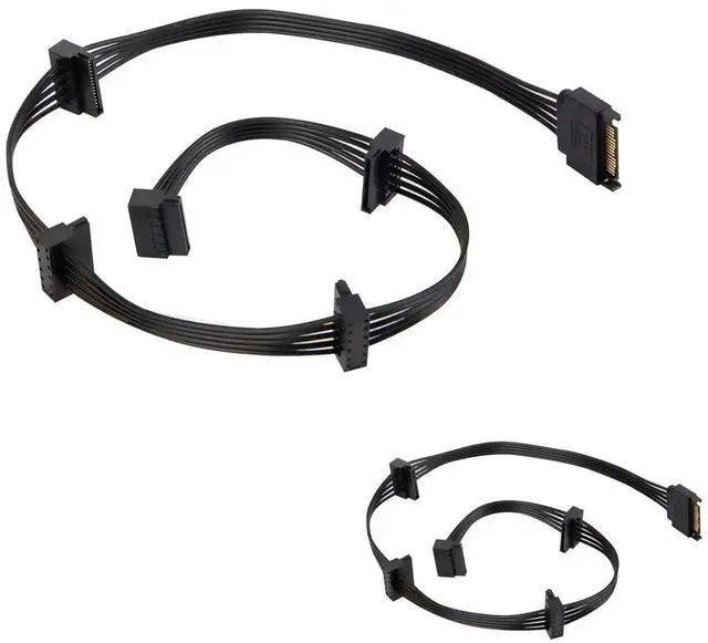 Main image of 2 Pack 15Pin SATA to 5 Port SATA Power Splitter Cable 21 Inch HDD SSD Power Extension Cord