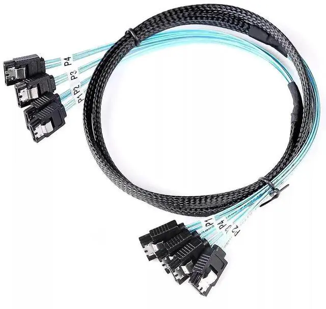 Alt view image 2 of 5 - 100CM SAS 4.0 4 Ports 7Pin SATA Female to Female Hard Drive Data Connection Cable