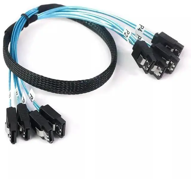 Alt view image 4 of 5 - 100CM SAS 4.0 4 Ports 7Pin SATA Female to Female Hard Drive Data Connection Cable