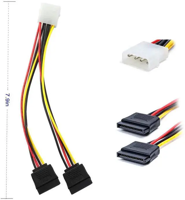 Alt view image 7 of 7 - 4 Pack SATA Data Cable & 15 Pin Power Splitter Cable Kit 6Gbps for HDD SSD Optical Drive