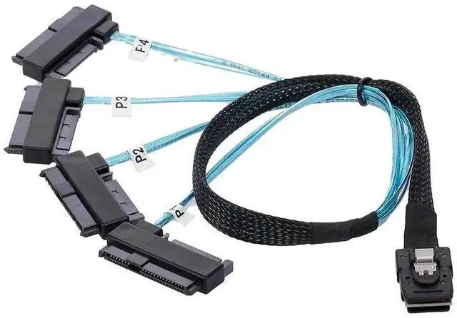 Main image of 100cm 36Pin Mini SAS SFF-8087 to 4 SFF-8482 Cable with SATA Power Internal Server HDD Cable
