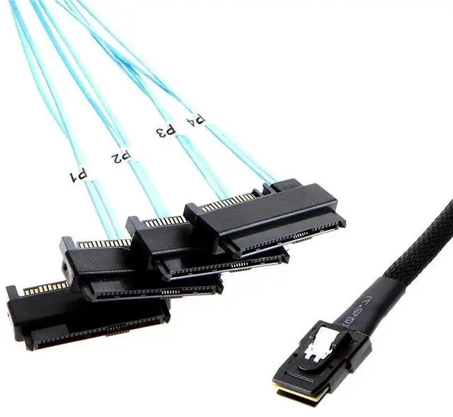 Alt view image 4 of 7 - 100cm 36Pin Mini SAS SFF-8087 to 4 SFF-8482 Cable with SATA Power Internal Server HDD Cable
