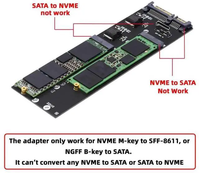Alt view image 2 of 7 - Oculink SFF-8611 SFF-8612 to U.2 Adapter Kit M.2 M-Key NVMe NGFF to SATA Converter for Motherboard