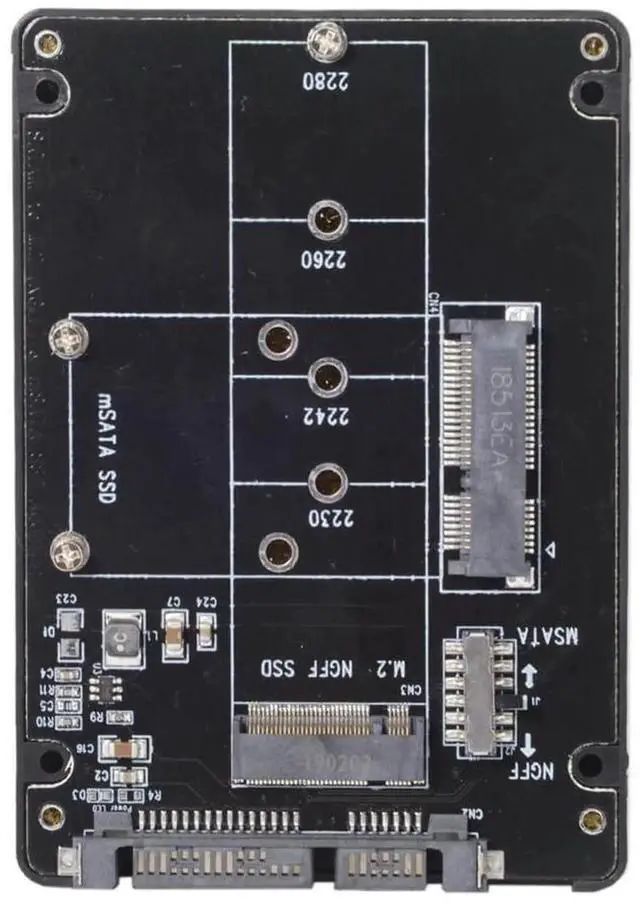 Main image of M.2 NGFF B-Key & mSATA SSD to SATA 3.0 Adapter Enclosure Case with Switch